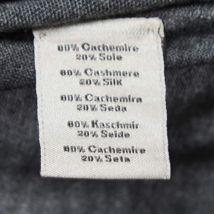 Pre Owned Hermes Grey Cashmere Blend Zip Front Jacket M