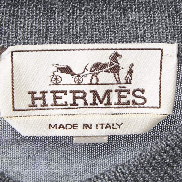 Pre Owned Hermes Grey Cashmere Blend Zip Front Jacket M
