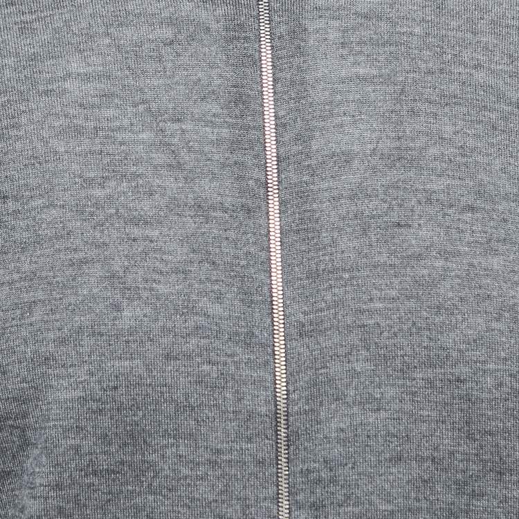 Pre Owned Hermes Grey Cashmere Blend Zip Front Jacket M