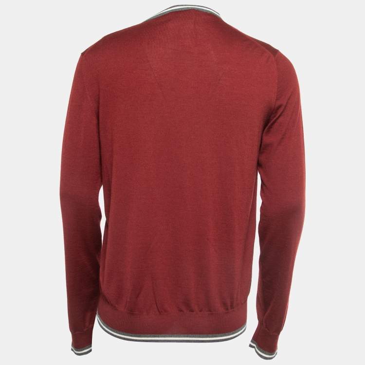 Louis Vuitton Red Sweater Wool Silk Cashmere Knit Men's Top size