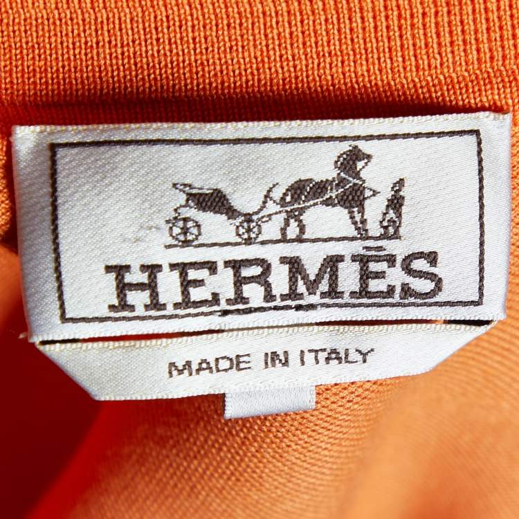 Pre Owned Hermès Orange Cotton Pique Polo T-Shirt 3XL