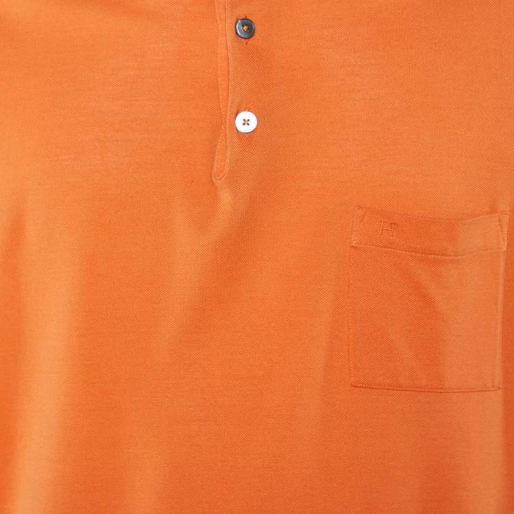 Pre Owned Hermès Orange Cotton Pique Polo T-Shirt 3XL