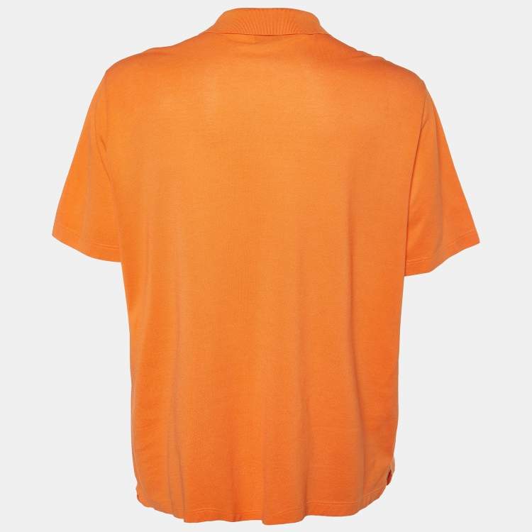 Pre Owned Hermès Orange Cotton Pique Polo T-Shirt 3XL