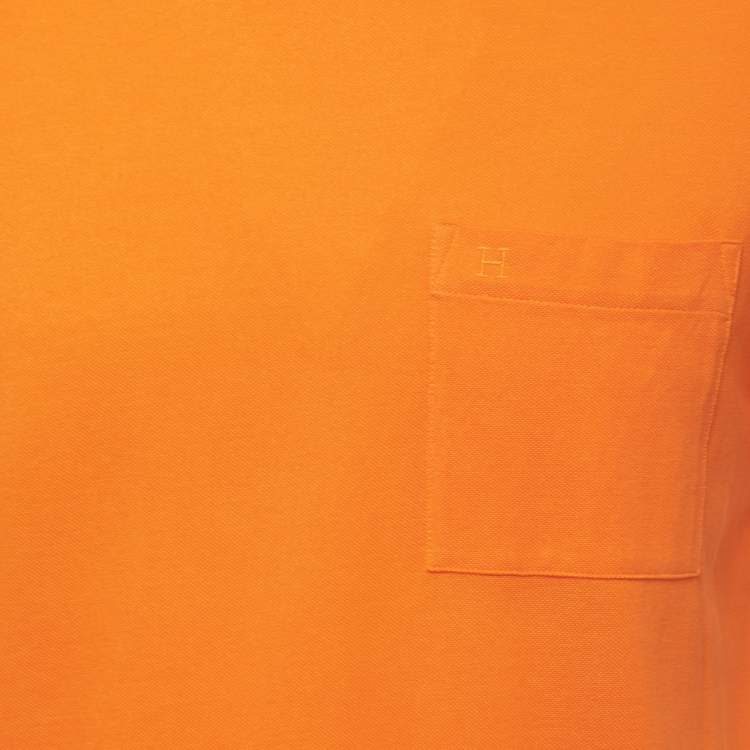 Pre Owned Hermes Orange Cotton Pique Crew Neck T-Shirt S