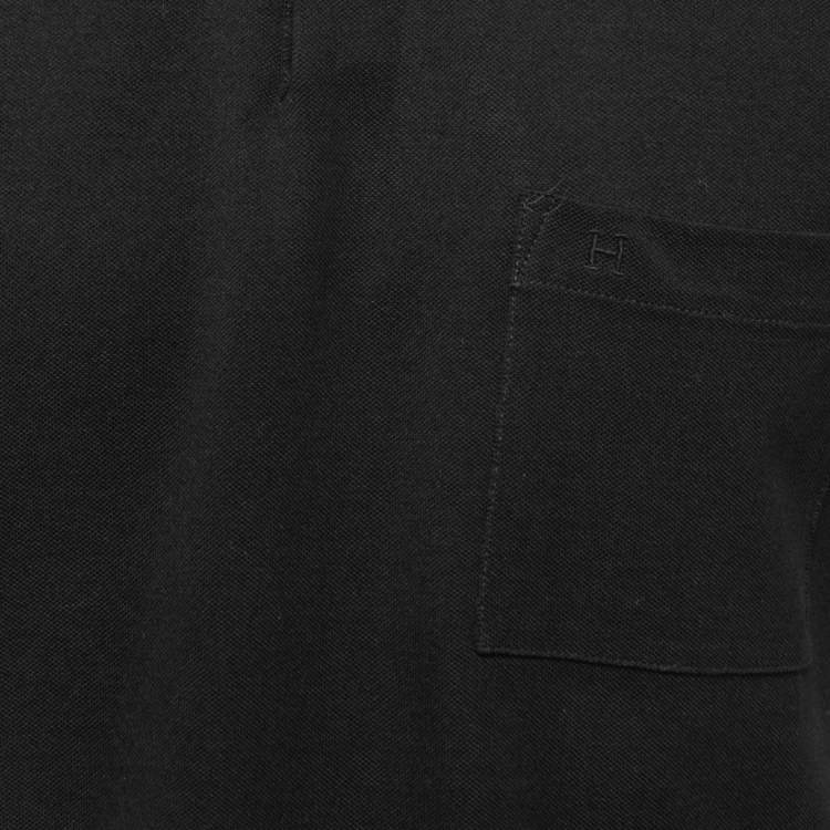 Pre Owned Hermes Black Cotton Pique PoloT-Shirt L