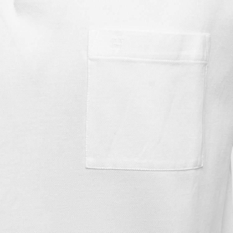 Pre Owned Hermès  White Cotton Pique Polo T-Shirt L