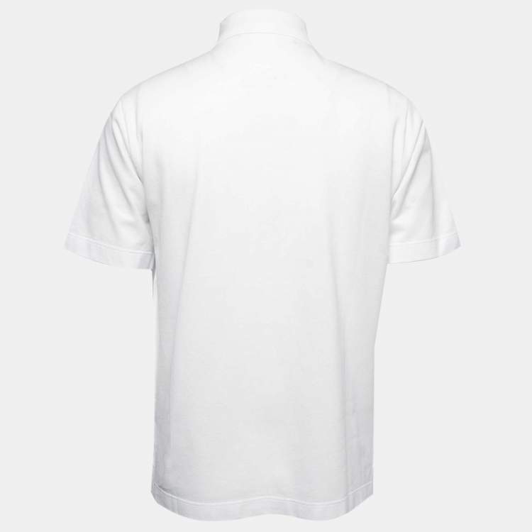 Pre Owned Hermès  White Cotton Pique Polo T-Shirt L