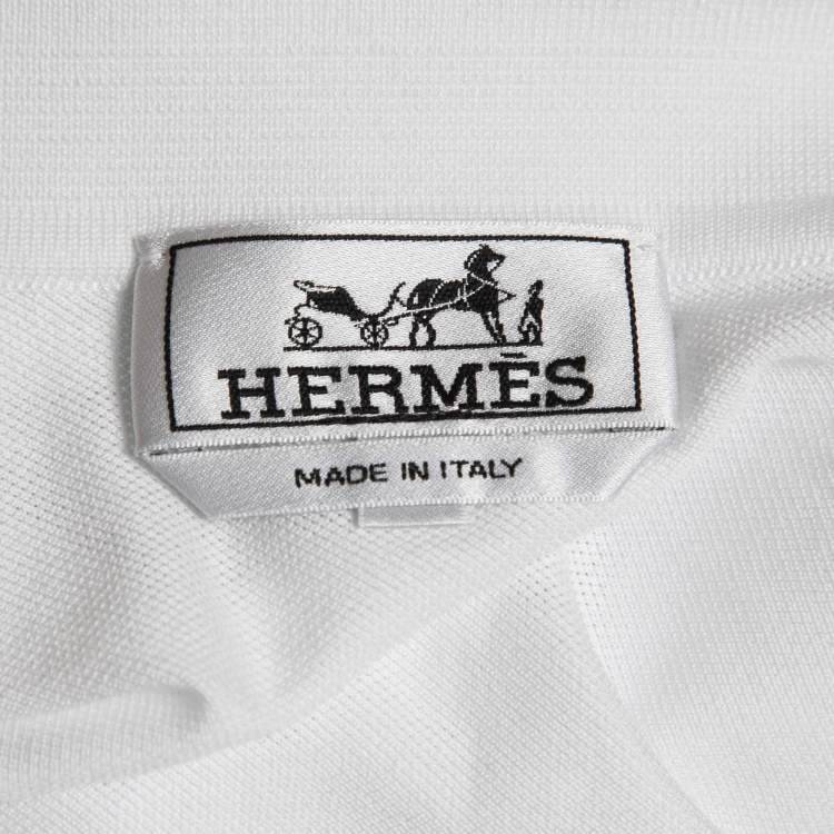 Pre Owned Hermès  White Cotton Pique Polo T-Shirt L