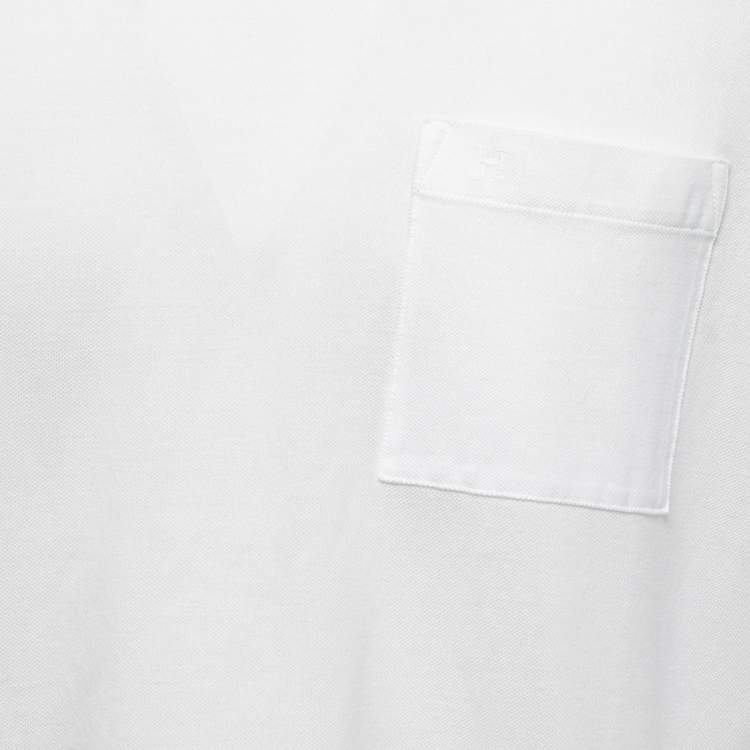 Pre Owned Hermes White Cotton Crew Neck Half Sleeve T-Shirt L