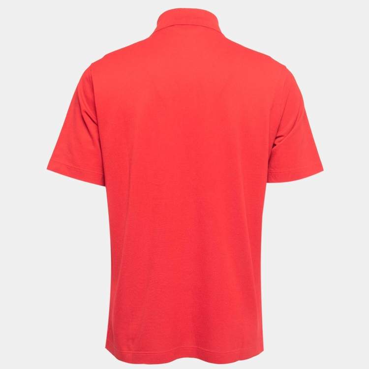 Pre Owned Hermès Red Cotton Pique Polo T-Shirt L