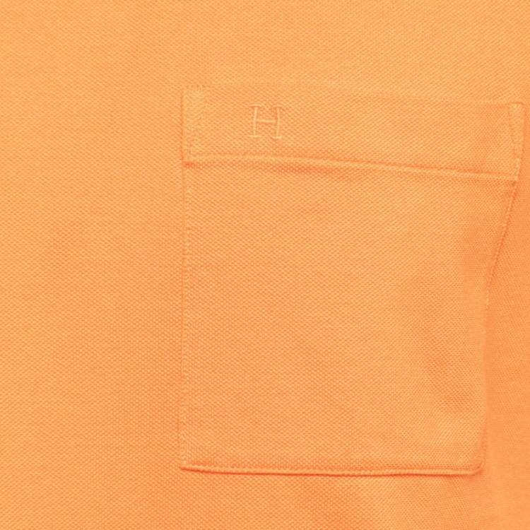 Pre Owned Hermès Orange Cotton Crew Neck Half Sleeve T-Shirt L