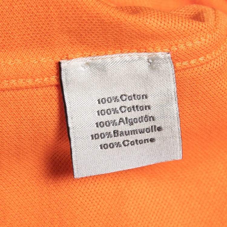 Pre Owned Hermès Orange Cotton Crew Neck Half Sleeve T-Shirt L