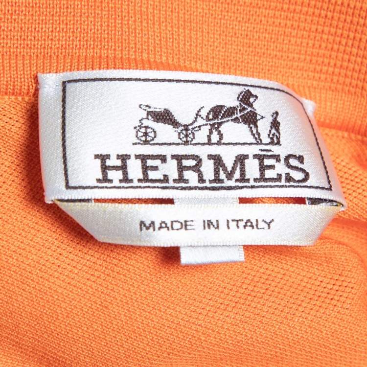 Pre Owned Hermès Orange Cotton Pique Polo T-Shirt L