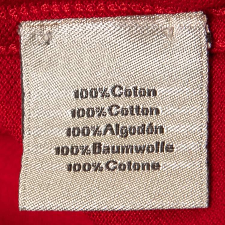 Pre Owned Hermes Red Cotton Crew Neck Half Sleeve T-Shirt L