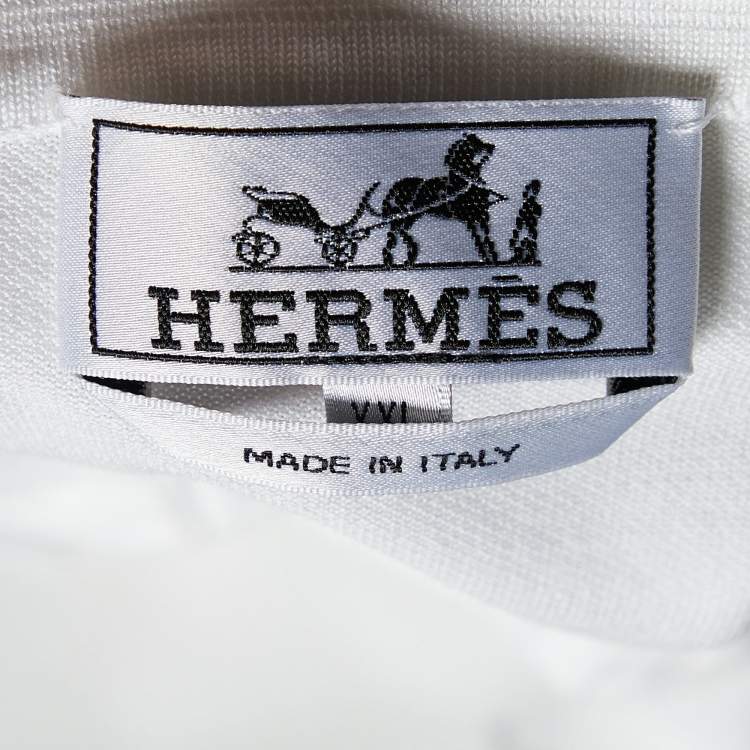 Pre Owned Hermès  White Cotton Pique Polo T-Shirt XXL