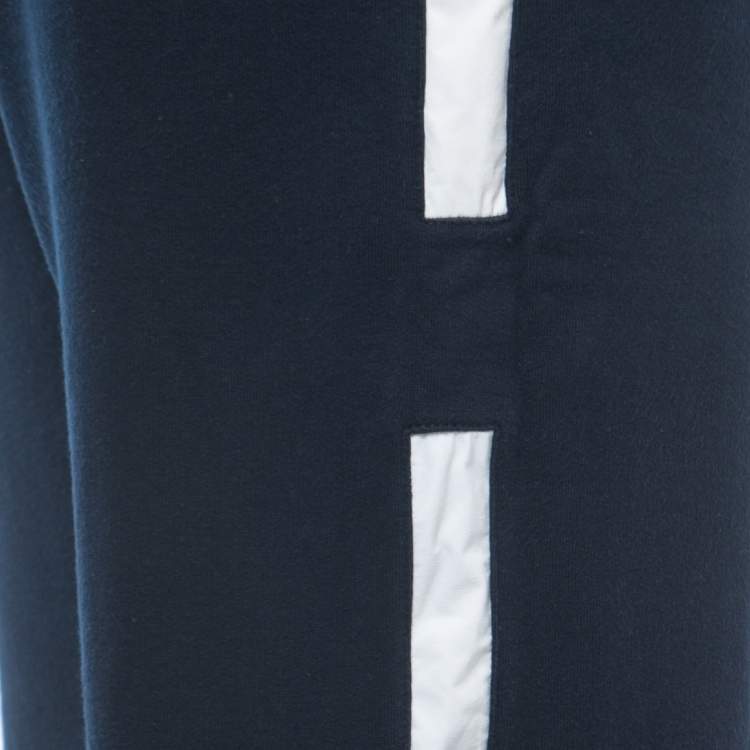 Pre Owned Hermes Navy Blue Cotton Side Panel Detailed Track Pants M