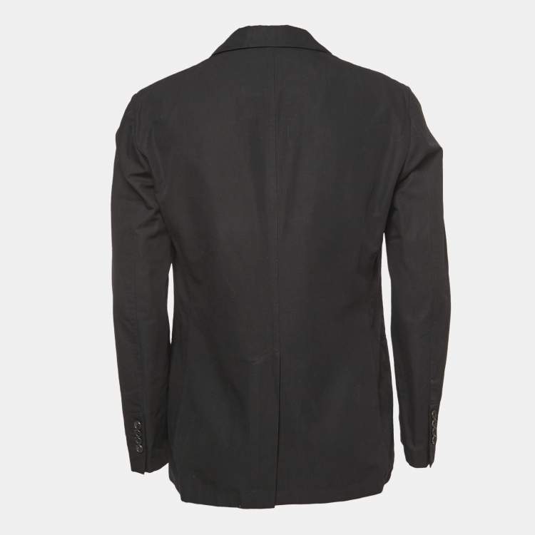 Pre Owned Hermes Black Cotton Blend Single Breasted Blazer L