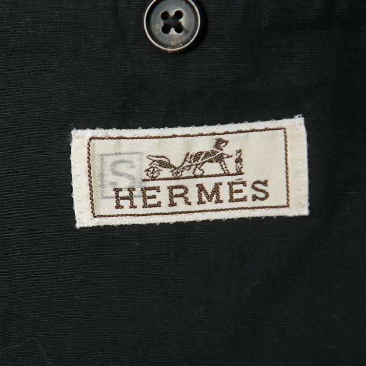 Pre Owned Hermes Black Cotton Blend Single Breasted Blazer L