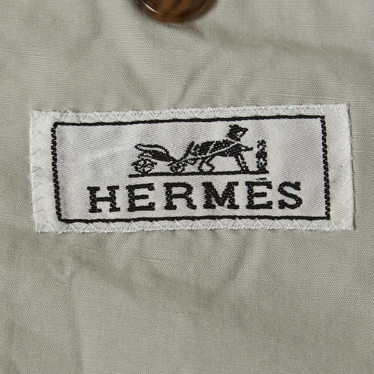 Pre Owned Hermes Light Grey Cotton Blend Single Breasted Blazer L