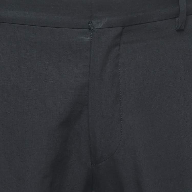 Pre Owned Hermes Black Cotton Blend Trousers L