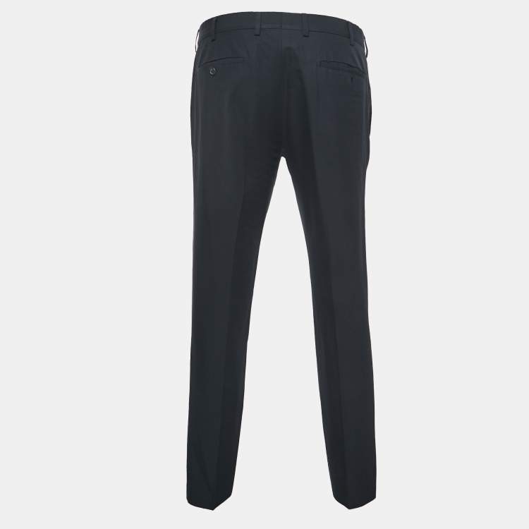 Pre Owned Hermes Black Cotton Blend Trousers L