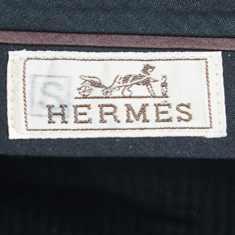Pre Owned Hermes Black Cotton Blend Trousers L