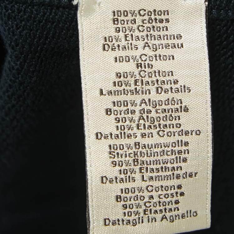 Pre Owned Hermes Black Cotton Leather Patched Half Sleeve T-Shirt S