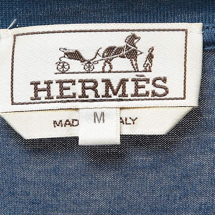 Pre Owned Hermes Blue Robot Print Cotton T-Shirt M