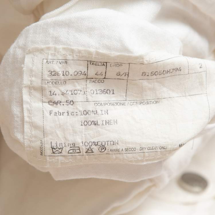 Pre Owned Hermes White Linen Bermuda Shorts M
