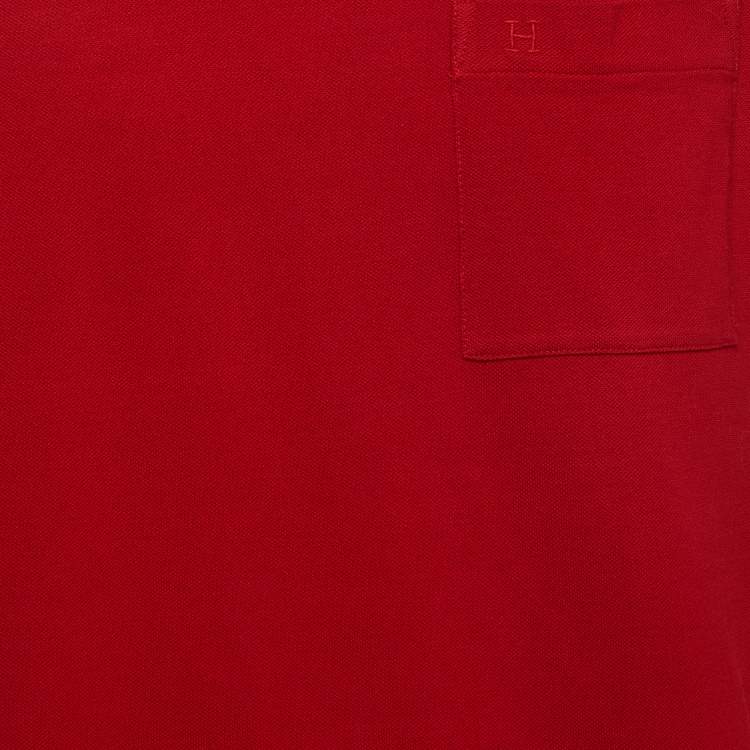 Pre Owned Hermes Red Cotton Pique Crew Neck T-Shirt L