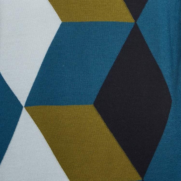 Pre Owned Hermes Teal Blue Cashmere & Silk Knit Turtle Neck Sweater XL