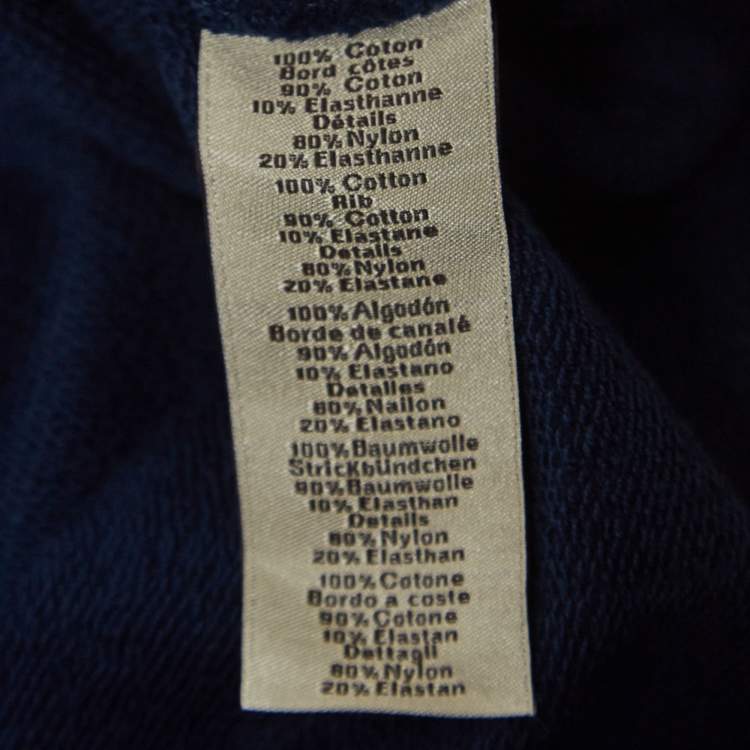 Pre Owned Hermes Navy Blue Cotton Striped Detail Crew Neck T-Shirt L