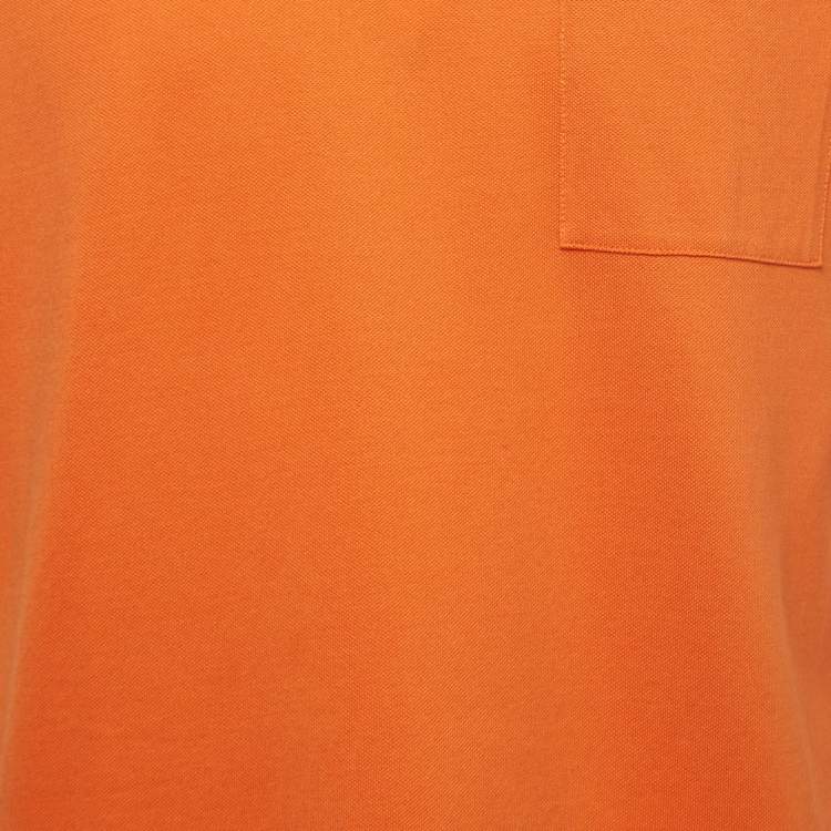Pre Owned Hermes Orange Cotton Pique Crew Neck T-Shirt L