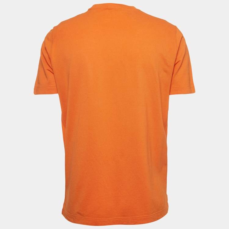 Pre Owned Hermes Orange Cotton Pique Crew Neck T-Shirt L
