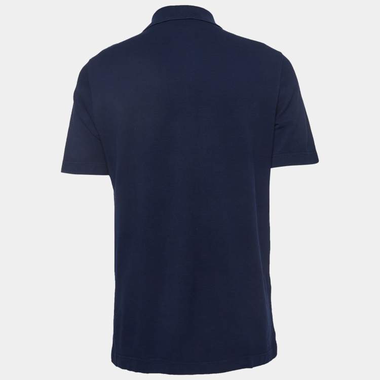 Hermes Navy Blue Cotton Pique Polo T-Shirt L Hermes