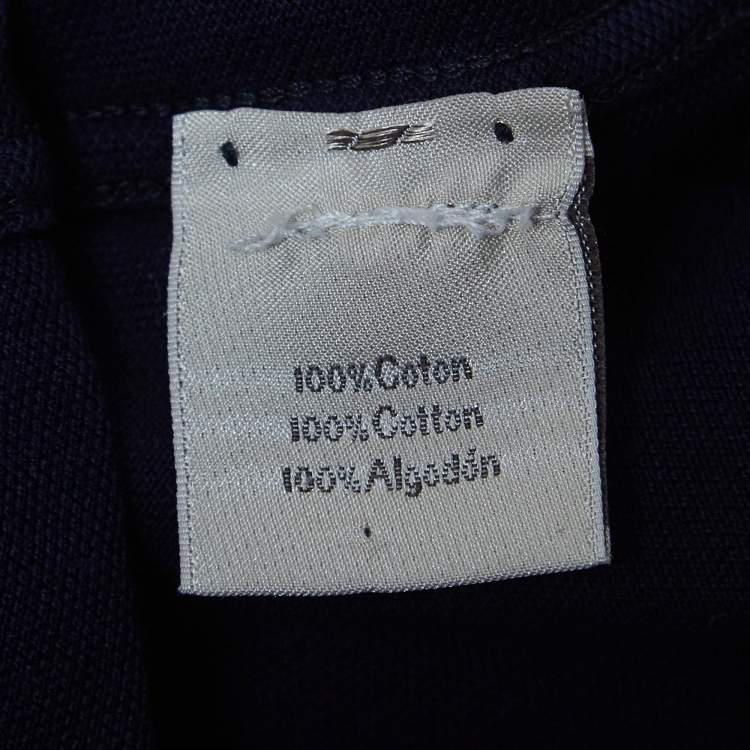 Pre Owned Hermes Navy Blue Cotton Pique Polo T-Shirt L