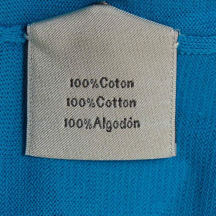 Pre Owned Hermes Blue Cotton Knit Crew Neck T-Shirt L