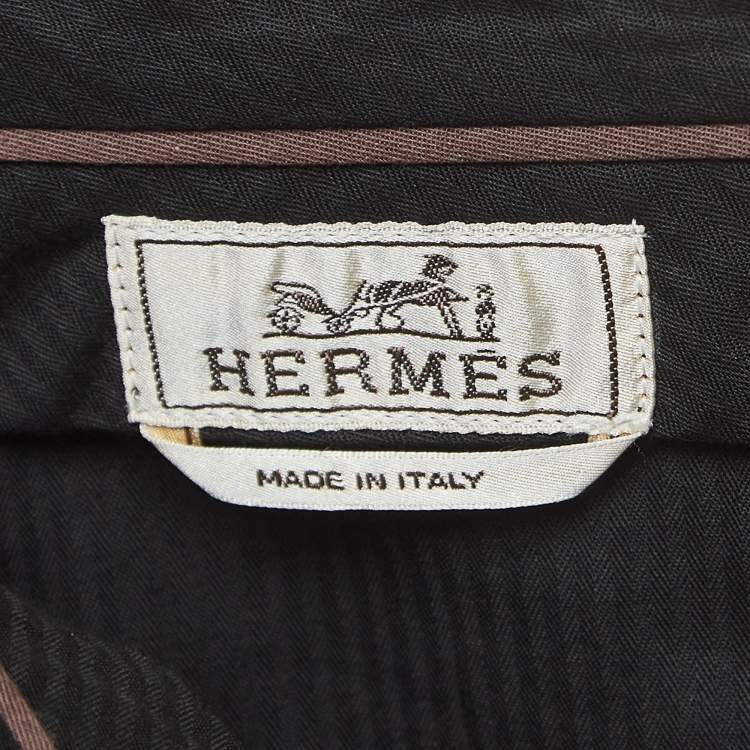 Pre Owned Hermes Brown Cotton Regular Fit Trousers L