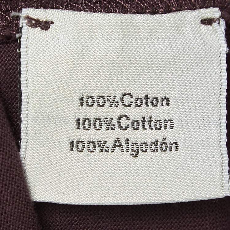 Pre Owned Hermes Brown Squares Print Cotton Half Sleeve T-Shirt M