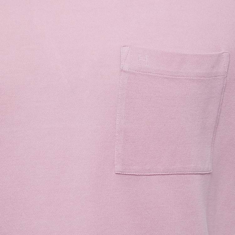 Pre Owned Hermes Pink Cotton Pique Round Neck T-Shirt M