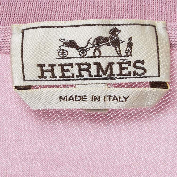 Pre Owned Hermes Pink Cotton Pique Round Neck T-Shirt M