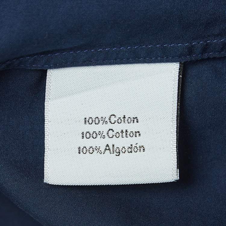 Pre Owned Hermes Blue Cotton Fly Front Full Sleeve Shirt M