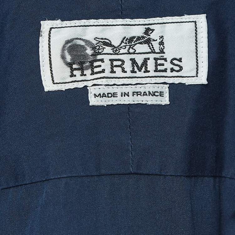 Pre Owned Hermes Blue Cotton Fly Front Full Sleeve Shirt M