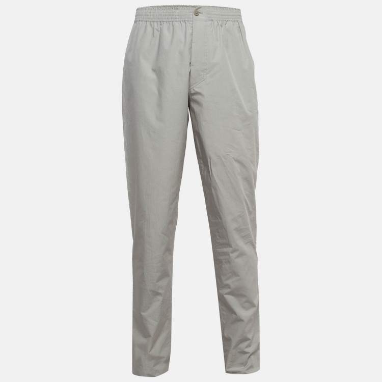 Pre Owned Hermes Grey Poplin Craquante Trousers M