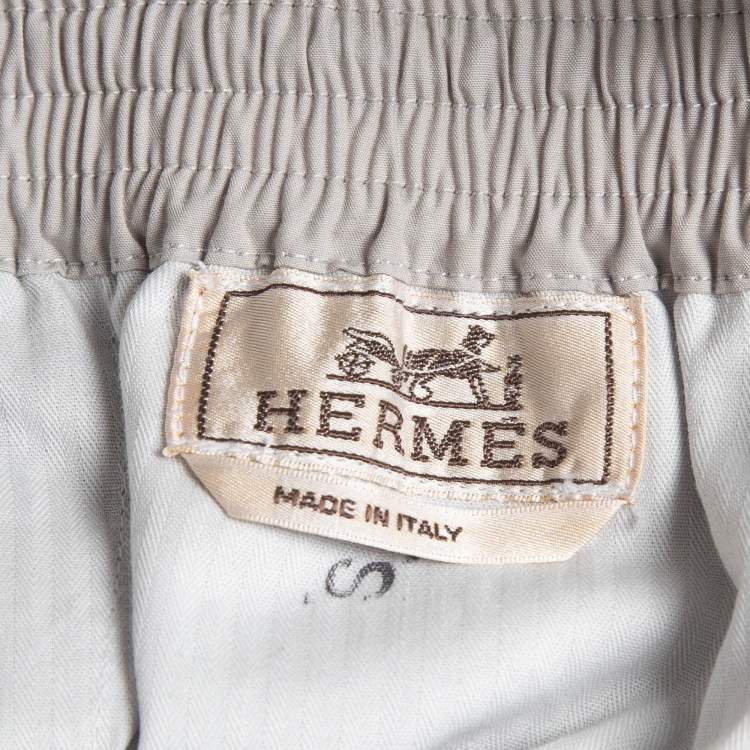 Pre Owned Hermes Grey Poplin Craquante Trousers M