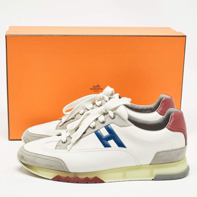 Pre Owned Hermes Multicolor Leather and Suede Trail Sneakers Size 43.5