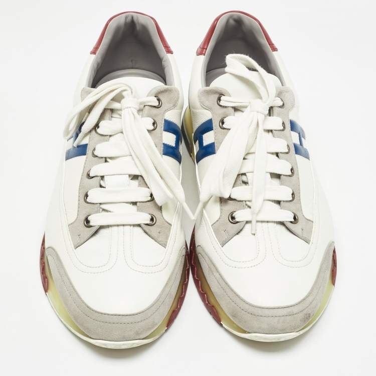 Pre Owned Hermes Multicolor Leather and Suede Trail Sneakers Size 43.5