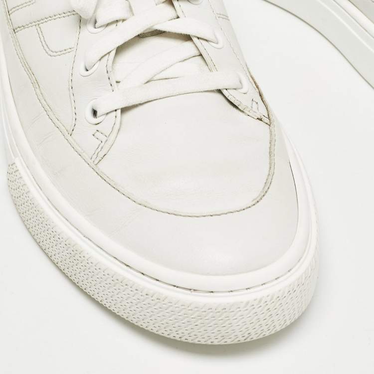 Pre Owned Hermes White Leather Deep Lace Up Sneakers Size 41
