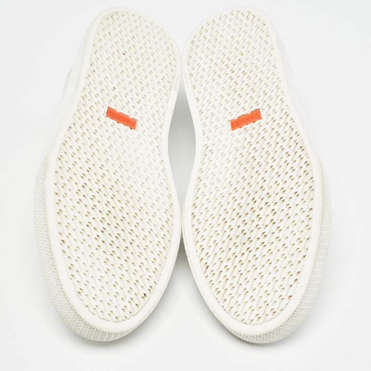 Pre Owned Hermes White Leather Deep Lace Up Sneakers Size 41