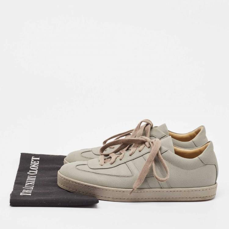 Pre Owned Hermes Grey Leather Quicker Low Top Sneakers Size 41.5